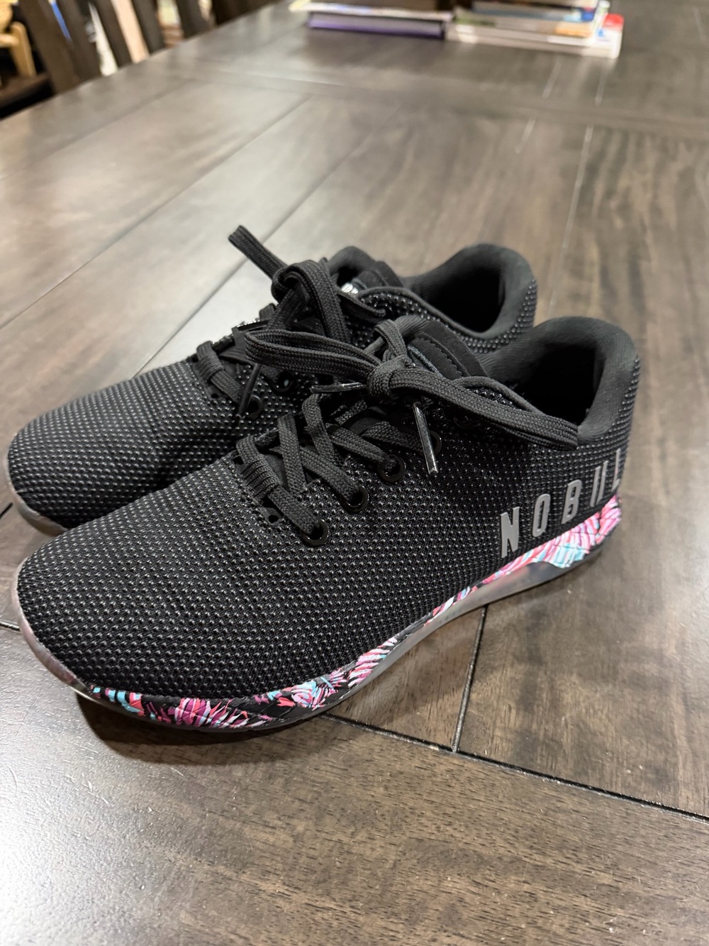 NOBULL Black Knit Trainers with Multicolor Floral Midsole - Picture 6 of 12